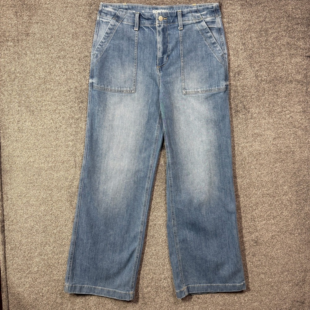 Sonoma Wide Leg‎ Jeans Womens 12 Goods For Life Medium Wash Utility High Rise